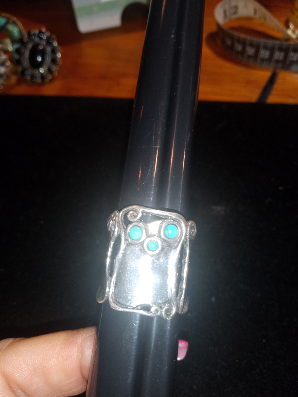 Sterling Silver Turquoise Accent Statement Ring